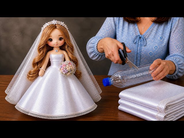 Amazing Transformation of a Plastic Bottle into a Beautiful Bride Doll 🤍