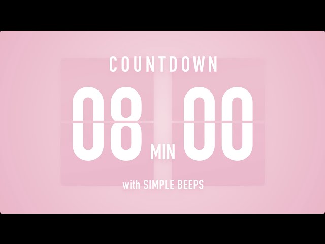 8 Minute Countdown Timer 🌸 Flip Clock with Simple Beeps 🔔