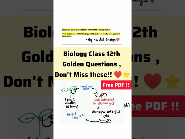 Complete CBSE Class 12th Biology Most Important Questions for Board Exam 🔥