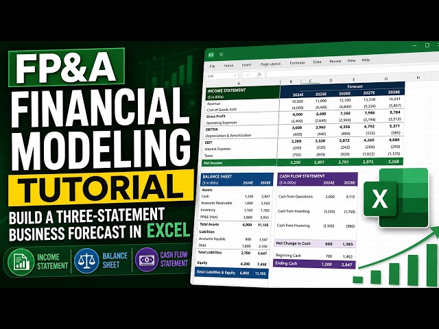 FP&A Financial Modeling Tutorial: Build a Three-Statement Business Forecast in Excel