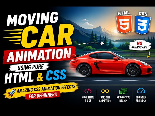 Create a Moving Car Animation with HTML & CSS Only (No JavaScript) #html #keyframes #cssanimation