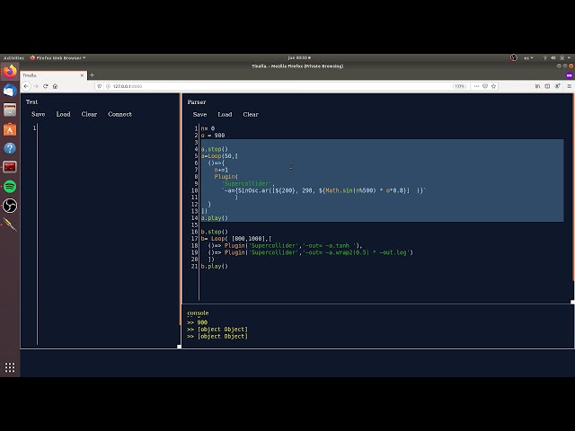 Tinalla + Supercollider tests