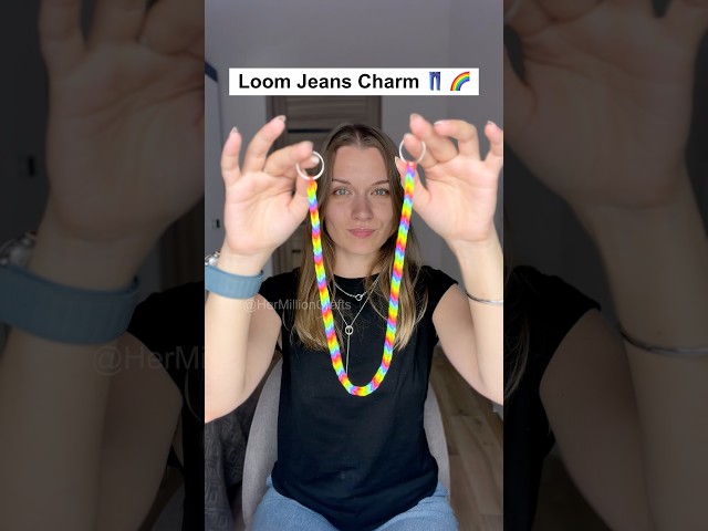 DIY Rainbow Loom Jeans Charm 🌈 Y2K Belt Loop Accessory #diy #craft #viral #cute
