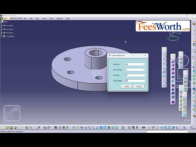 Wheel Hub  Design Automation using Python and CATIA