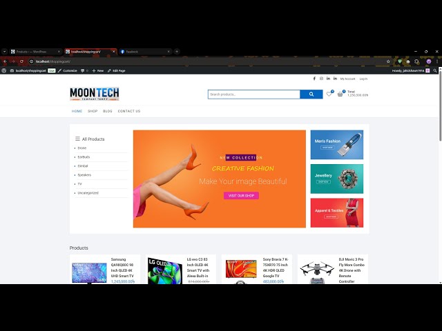 Wordpress free theme practice for a e-commerce website