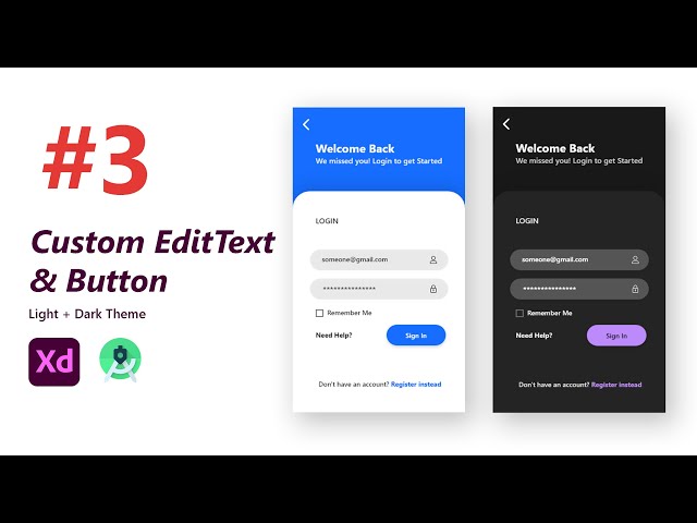 Custom Edit Text and Button - Modern Login Screen UI Design | Part 3 | Android Studio