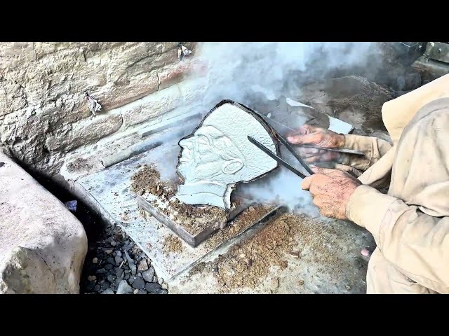Making Quaid-e-Azam Face Sculpture | Traditional Sand Casting Process