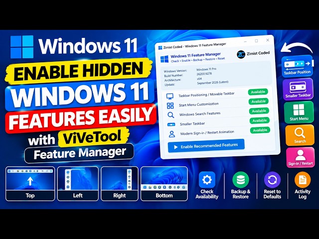 Enable Hidden Windows 11 Features Easily with ViVeTool | Feature Manager