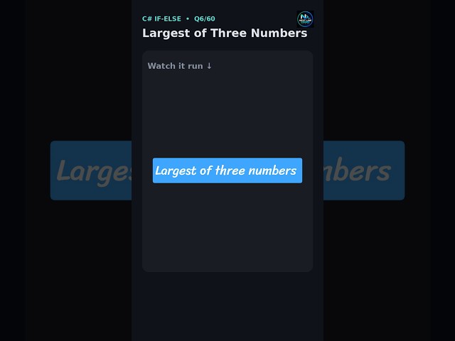Find Largest of Three Numbers in C# using If-Else #csharp
