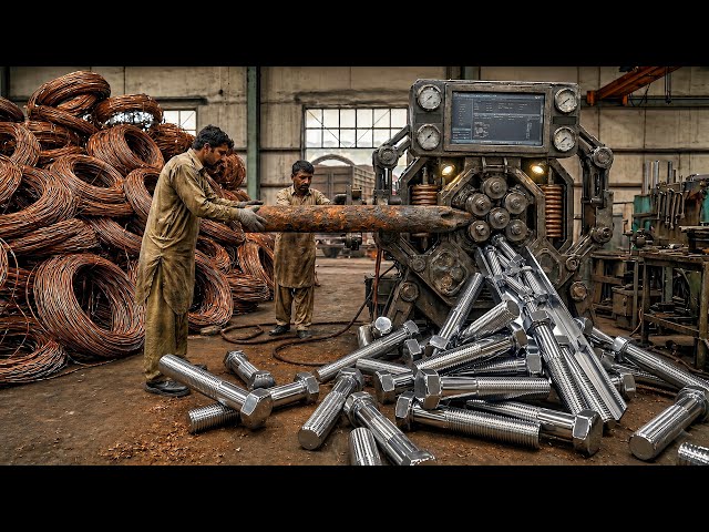 Amazing process of making millions of bolts from scrap wire