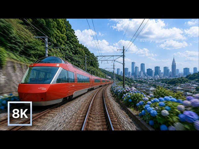 Hakone to Tokyo on Japan's Romancecar 🚆 / 8K 60fps HDR / Calm Piano + Natural Ambience