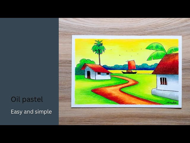 Beautiful Riverside Sunset Village scene drawing/Sunset scenery drawing/সূর্যাস্তের দৃশ্য আঁকা