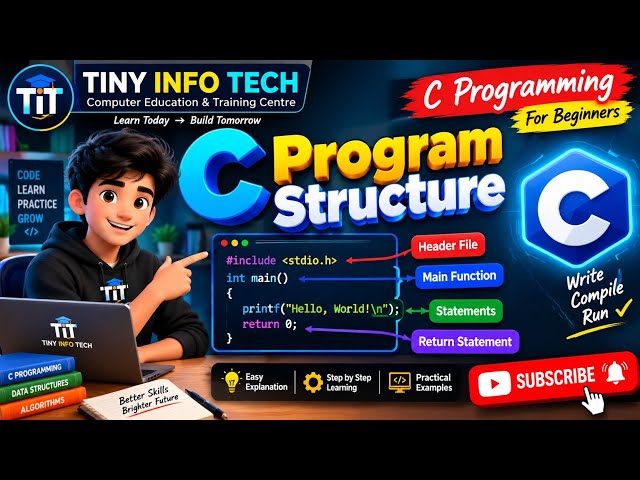 C Program Structure Explained in Tamil 🔥 | C Programming Basics for Beginners | Tiny Info Tech