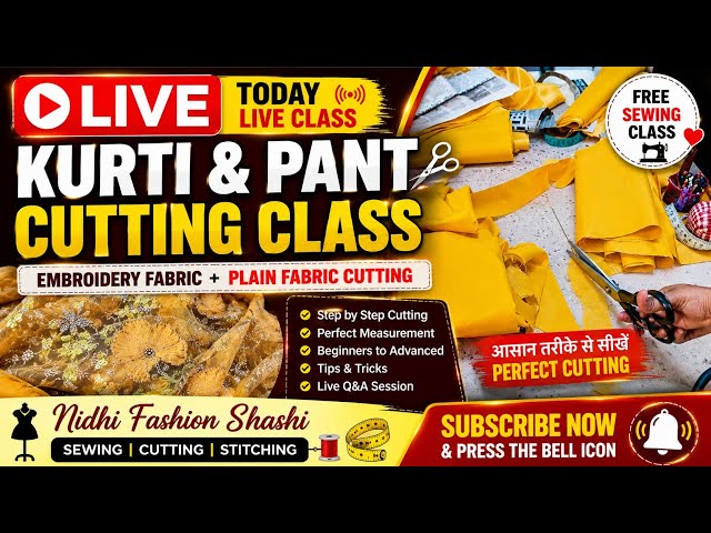 LIVE Kurti & Pant Cutting Clas & Stitching Tutorial Free Sewing Class Nidhi Fashion Shashi #viral
