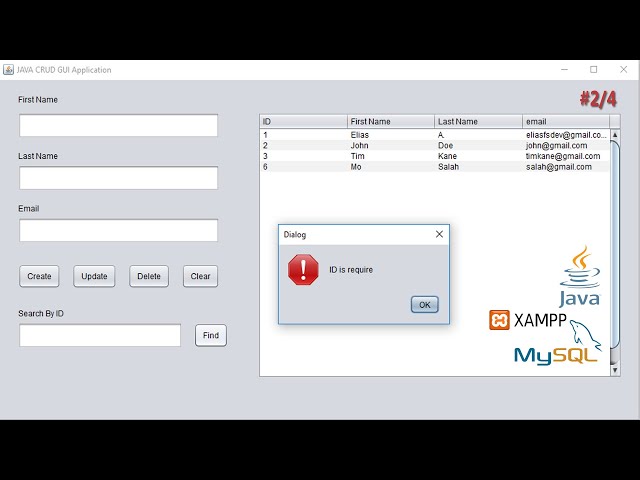 Java GUI crud with MYSQL Database XAMPP #2 - Create Read Update Delete  -  SELECT