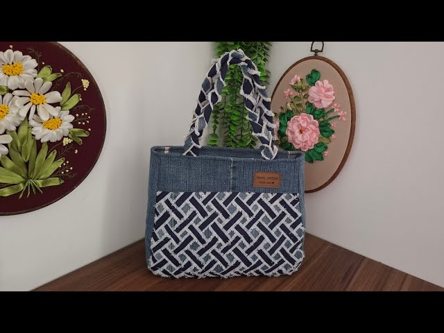 ✂️easy way to sew a luxury bag from old jeans:Easy trick for sewing a luxury hand bag✂️