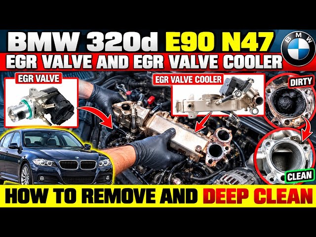 How to Remove off and Deep Clean the Dirty EGR Valve and EGR Valve Cooler on BMW 320d e90 n47 Engine