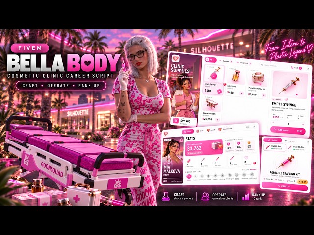 FiveM BBL Clinic Script | Female Plastic Surgery Job | Bella Body [QBCore | ESX | Qbox]