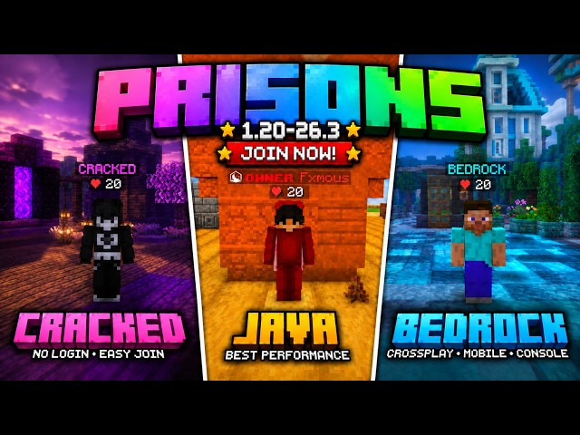 *NEW* MINECRAFT OP PRISONS SERVER IN 2026...  | Java + Bedrock + Cracked 1.20-1.21.11-26.3