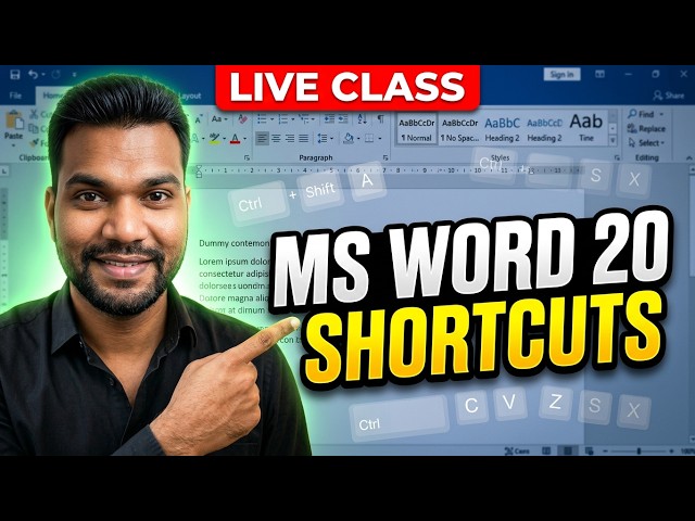 Live Class - MS Word 25 Shortcut Keys | MS Word all shortcut keys in Hindi | MS Word tutorial