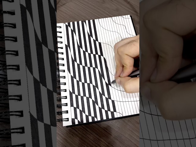Easy 3D Wavy Grid Optical Illusion Drawing Tutorial ✏️