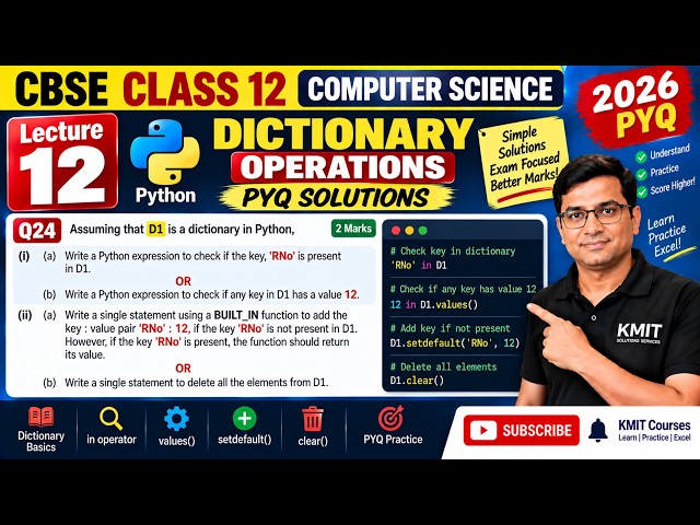12 CBSE Class 12 Computer Science 2026 PYQ Q24 Python Dictionary Functions