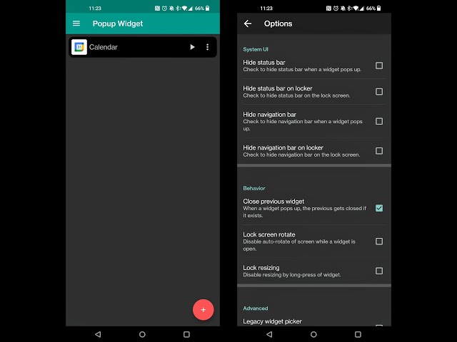Pop Up Widget for Android