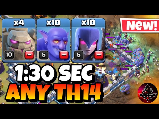 TH14 Golem Bowler Witch Attack With 10 Zap Spell | Best TH14 Attack Strategy in Clash of Clans