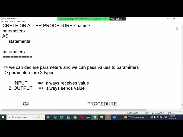 SQL Server -- Stored Procedures