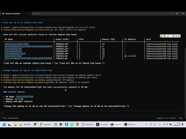 use AI agent MCP automate vsphere virtual machine memory