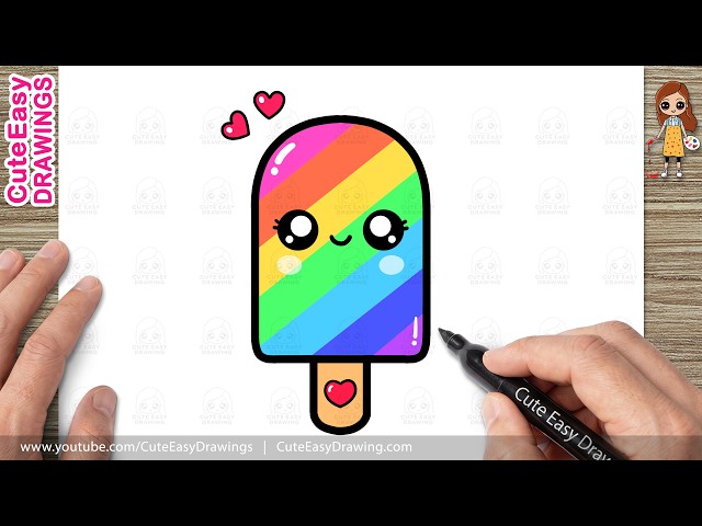 How to Draw a Cute Rainbow Ice Cream Step by Step | Kawaii Ice Cream Drawing for Kids & Toddlers!