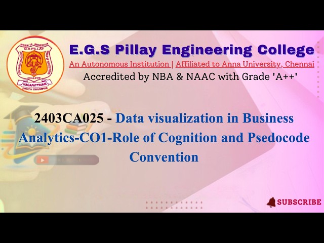 2403CA025 Data visualization in Business Analytics CO1 Role of Cognition and Pseudocode Convention