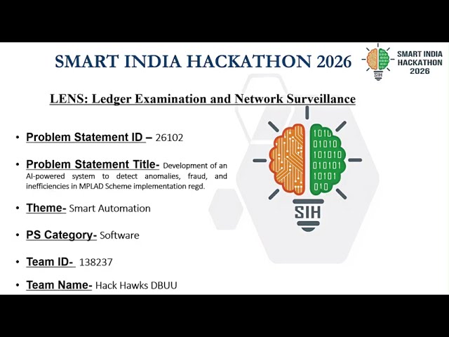 LENS — AI-Powered MPLADS Monitoring & Anomaly Detection | Smart India Hackathon 2026