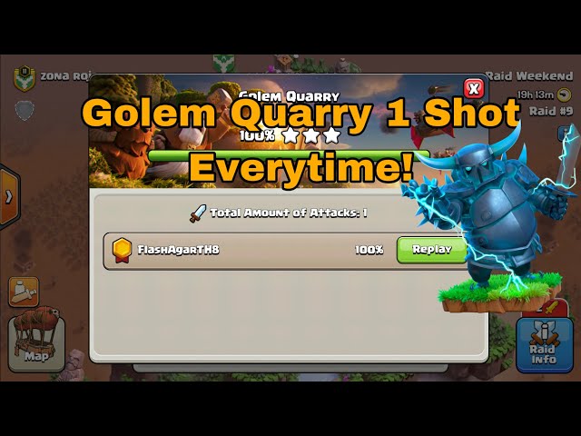 How To Destroy Golem Quarry In *1 ATTACK* EVERY TIME! Short and easy tutorial (default) Clan Capital