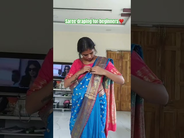 Step By Step Saree Draping Tutorial For Beginners // #basic #saree #draping #youtubeshorts #viral