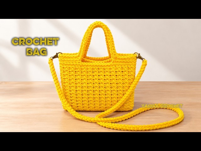 ถักโครเชต์กระเป๋าใบเล็กด้วยลายถักง่ายมาก / crochet bag mini size with easy pattern