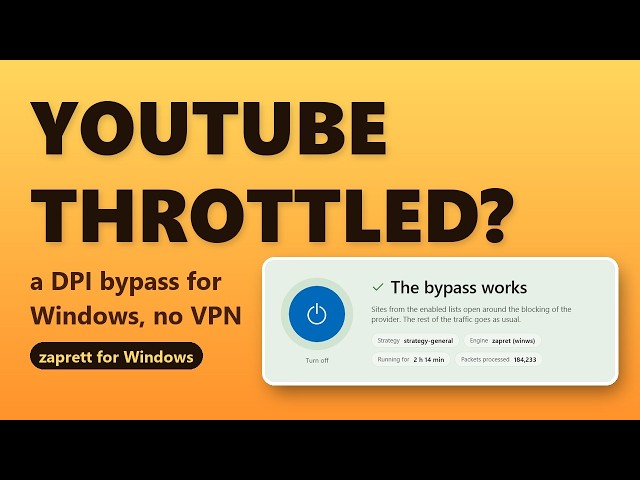 YouTube Throttling Fix for Windows Without a VPN — zaprett 0.1.4