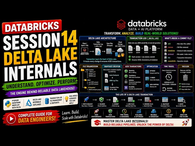 🔥 Databricks Session 14 :  Delta Lake Internals,   Transaction Log, ACID, Snapshots & Time Travel