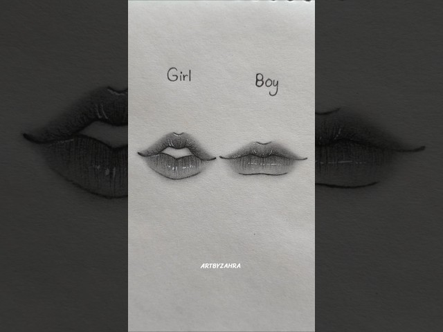 How to draw lips for beginners ✨ Girl and Boy #artbyzahra #drawing #howtodraw #shorts