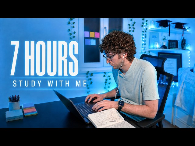 STUDY WITH ME LIVE | 7 HOURS ✨ Harvard Alumnus, Chill Work With Me, Rain Sounds, Pomodoro Timer