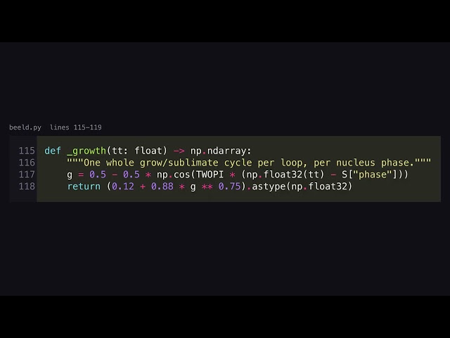 Rime, seed 13: frost dendrites in Python, line by line (making-of, 4K)
