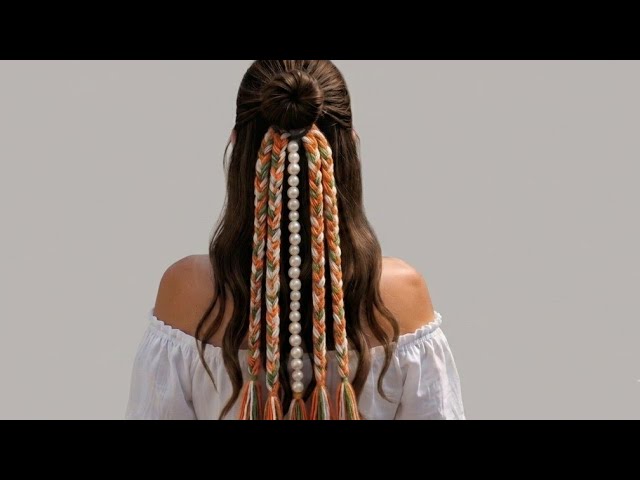 ​DIY Boho Braid Hair Elastic Tutorial | Greek Summer Hairstyles | Tricolor braided rubber band 