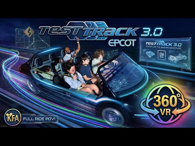 Kali Family race off on Test Track 3.0 at Epcot - Spring Break 2026 - VR 360 Video