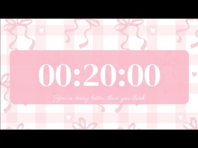 20 Minute Aesthetic Timer 🎀 Pink Bow Countdown | No Music | Cute Study Timer