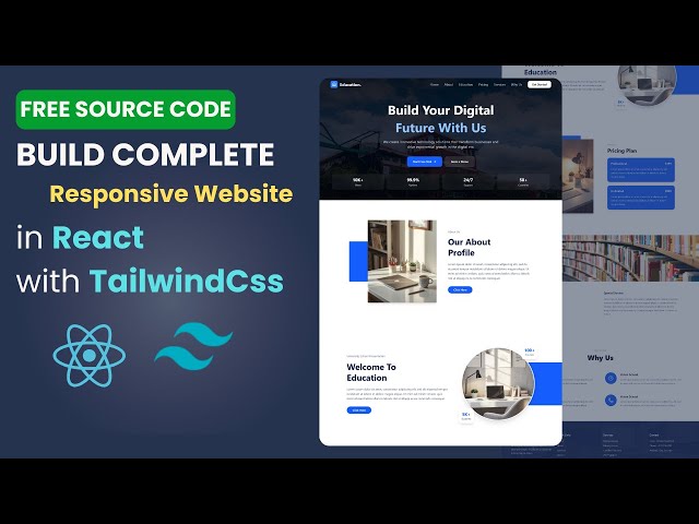 Free Source Code | React JS Project | Build a Complete Responsive Website with React & Tailwind CSS
