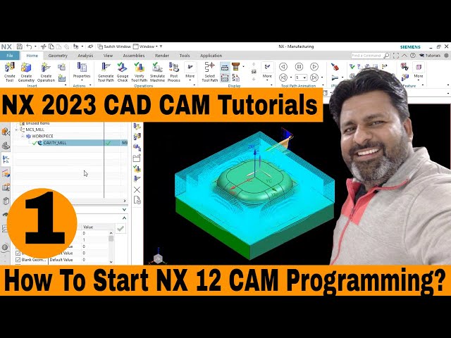 NX 12 Cam Tutorial Day-1 | How to Start Nx CAM programming | Nx Cam Cavity milling toolpath tutorial