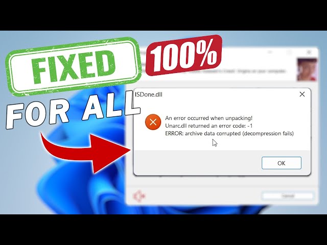 Fix an error occurred when unpacking unarc.dll returned an error code 1 error archive data corrupted
