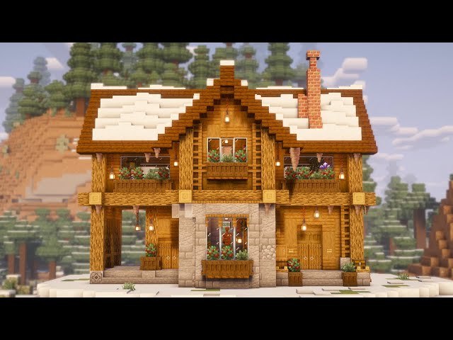 Minecraft: How To Build a Winter Log Cabin | Survival House Tutorial