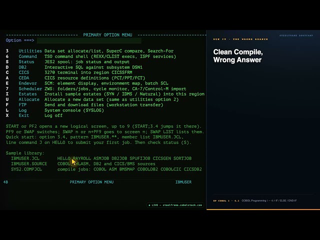 COBOL Programming I - Session 4.1 If Else