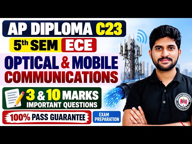 AP Diploma C23 5th Sem ECE | Optical & Mobile Communications | 3 & 10 Marks Important Questions